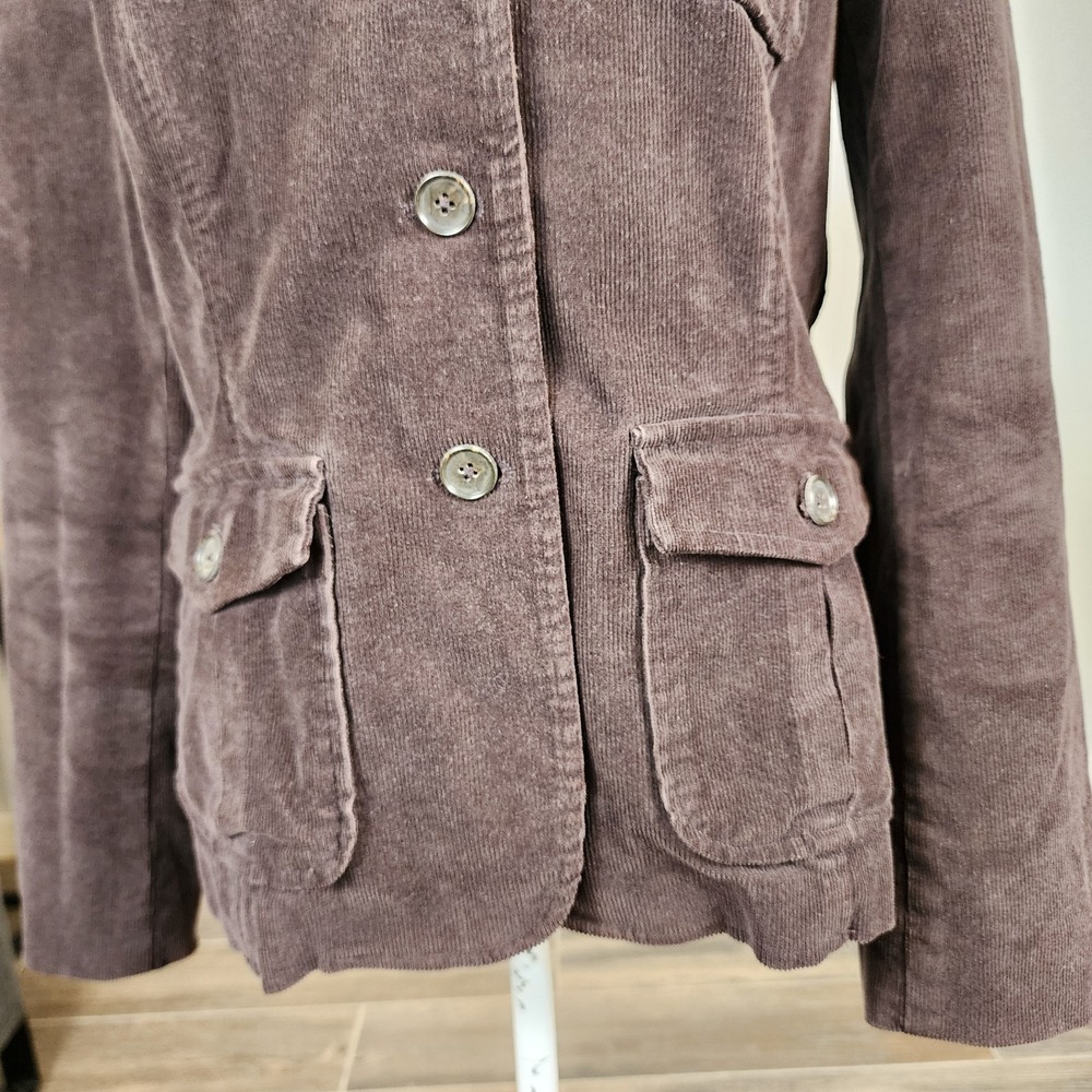 Lands' End Corduroy Button Jacket Blazer Womens 14 Tan Brown Fine Wale Pockets - Picture 5 of 12